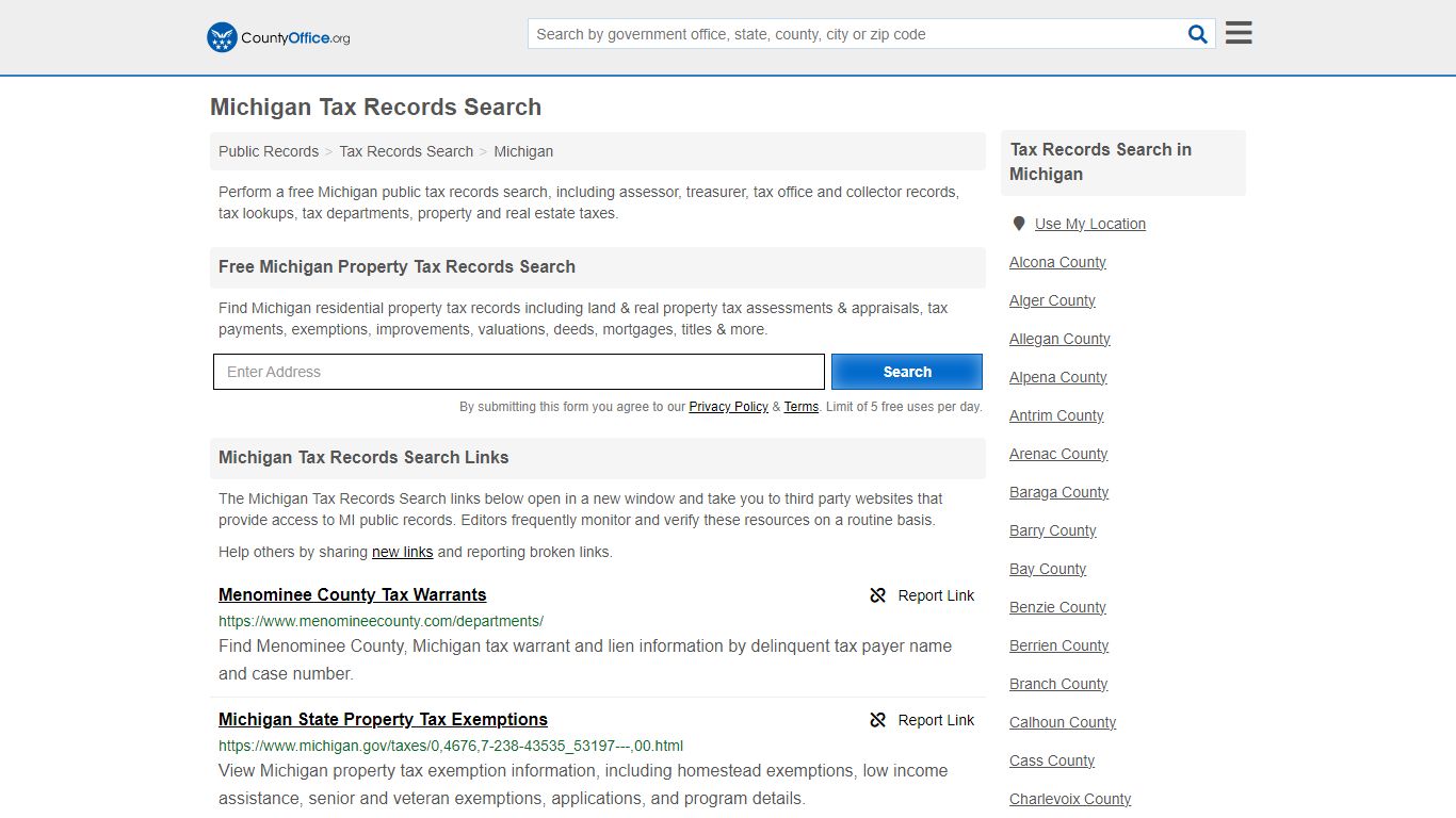 Michigan Tax Records Search - County Office